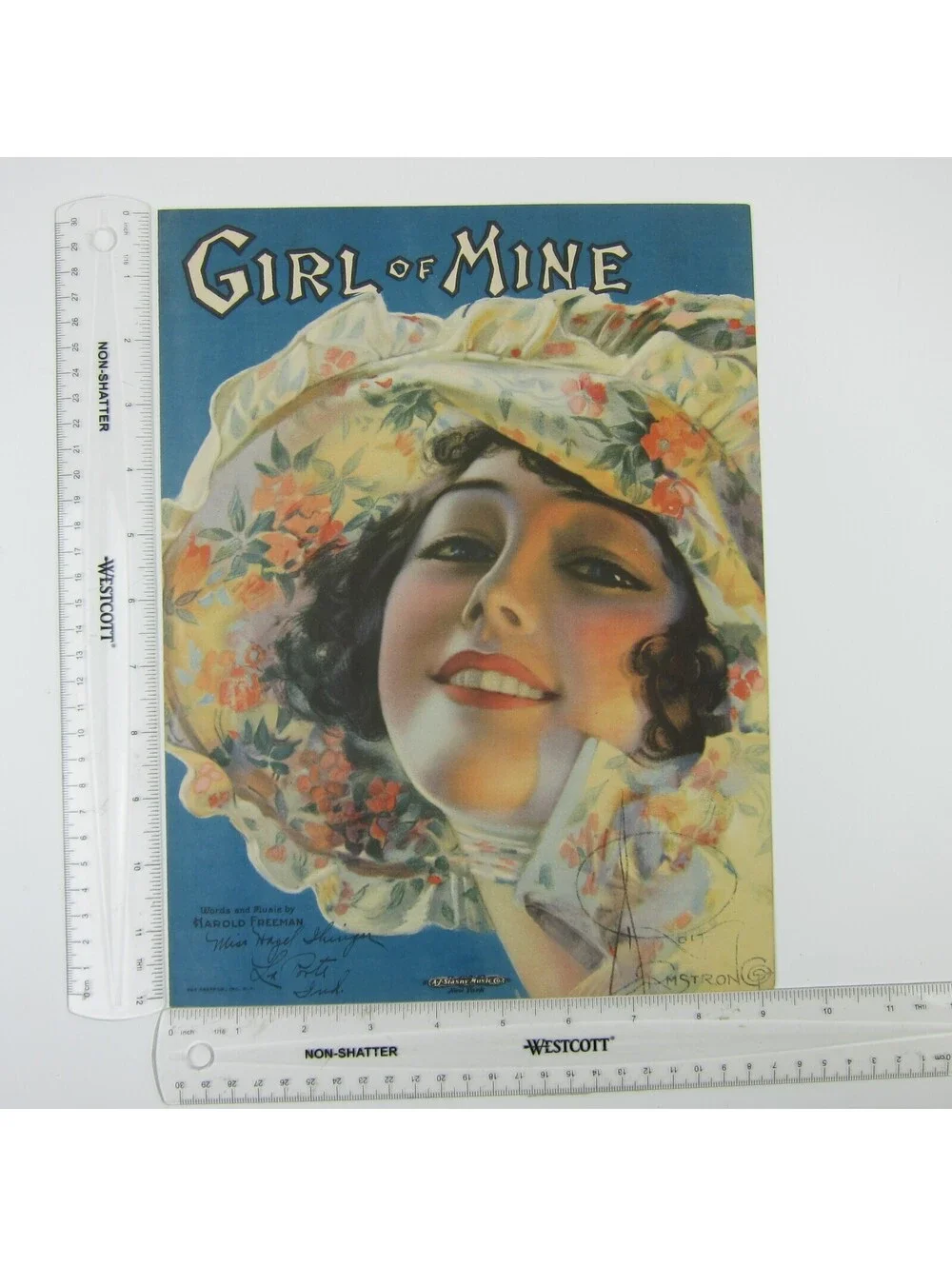 Girl of Mine Sheet Music by Harold Freeman Rolf Armstrong Cover Art Antique 1919